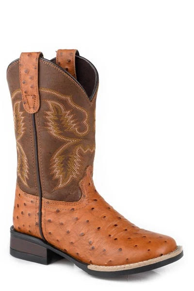 Roper Garza (Tan) - Men's Ostrich Cowboy Boot