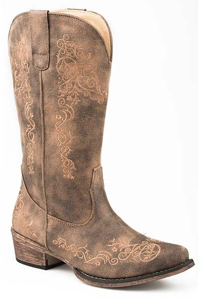 Roper Riley Scroll (Brown) - Women's Cowgirl Boot
