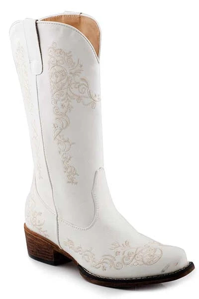 Roper Riley Scroll (White) - Women's Cowgirl Boot