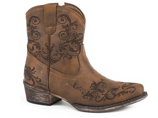 Roper Short Stuff (Tan/Brown) - Women's Cowgirl Boot