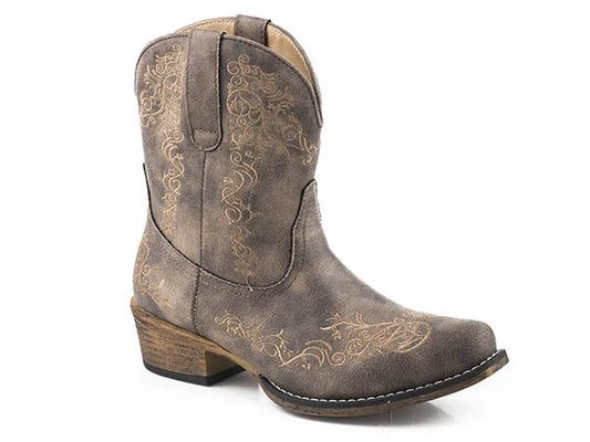 Roper Riley Scroll Short (Brown) - Women's Cowgirl Boot