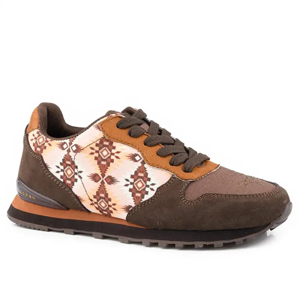 Roper Giddyup Aztec Jogger (Brown) - Women's Lace Up Suede Sneaker