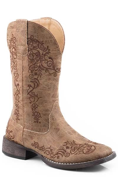 Roper Riley Scroll Stockman (Tan) - Women's Cowgirl Boot