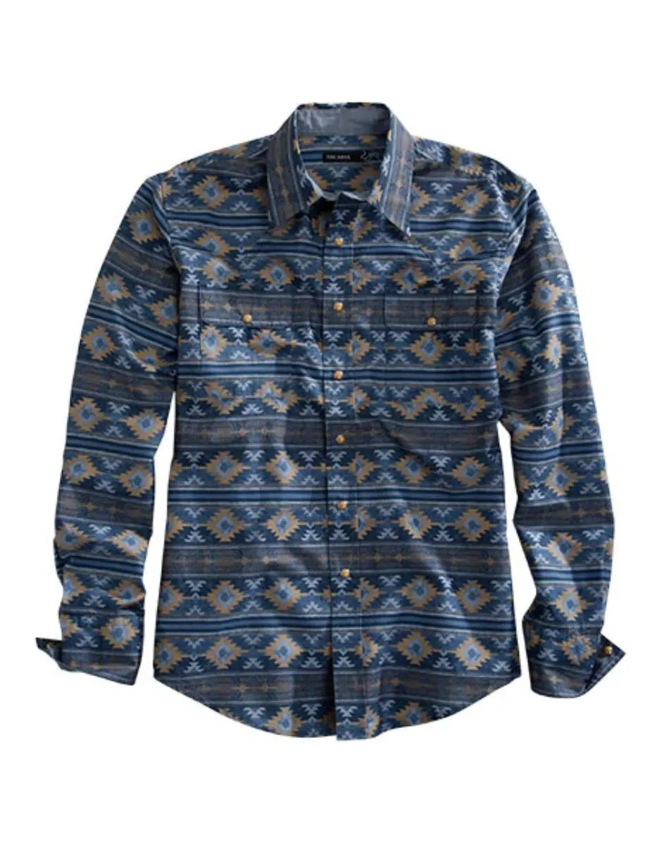 Tin Haul Indigo Aztec Long Sleeve (Grey) - Men's Western Shirt