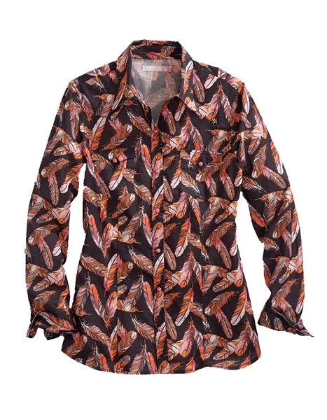 Tin Haul 1272 Feather Print (Black) - Women's Western Shirt