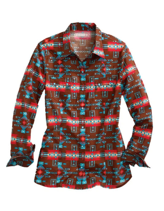Tin Haul Aztec Elegance (Brown) - Women's Western Shirt
