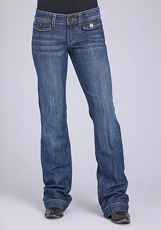 Tin Haul 280 Rosie Fit Front Pocket Flap ( Denim Medium Wash ) - Women's Jeans