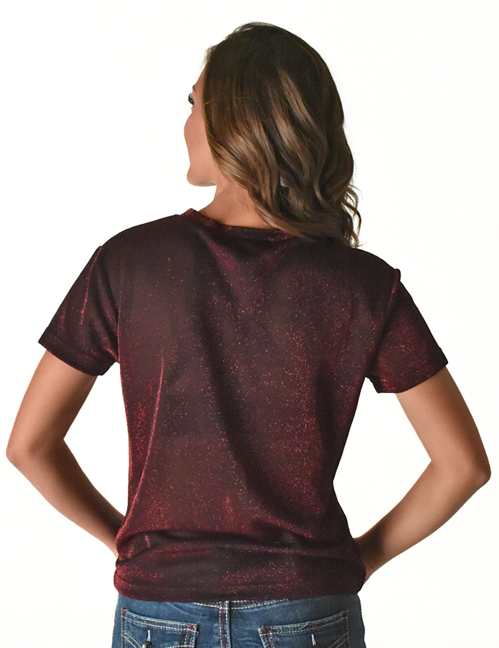 Cowgirl Tuff Red Shimmer Short Sleeve