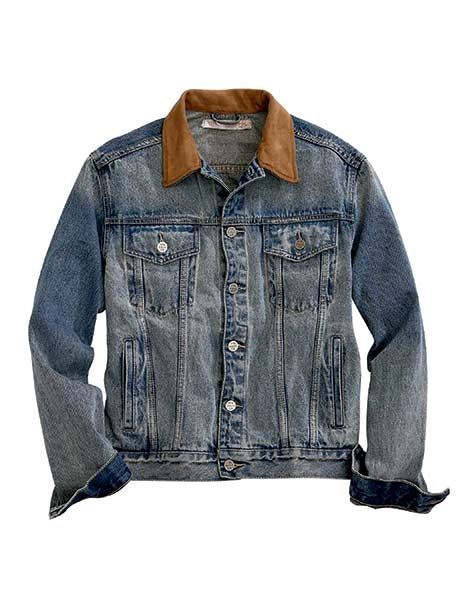 Tin Haul Suede Collar (Light Wash) - Men's Denim Jacket