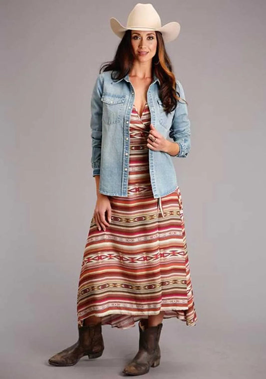 Stetson Sunset Serape Aztec Print - Women's Long Dress