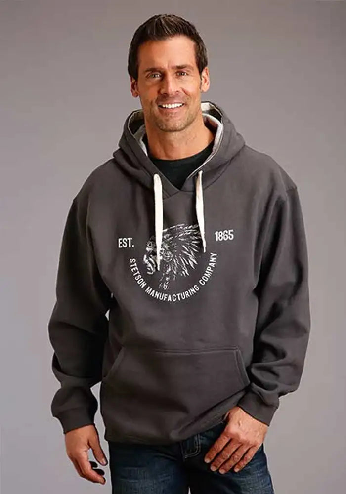 Stetson Tribal Spirit (Grey) - Men's Hoodie Sweatshirt