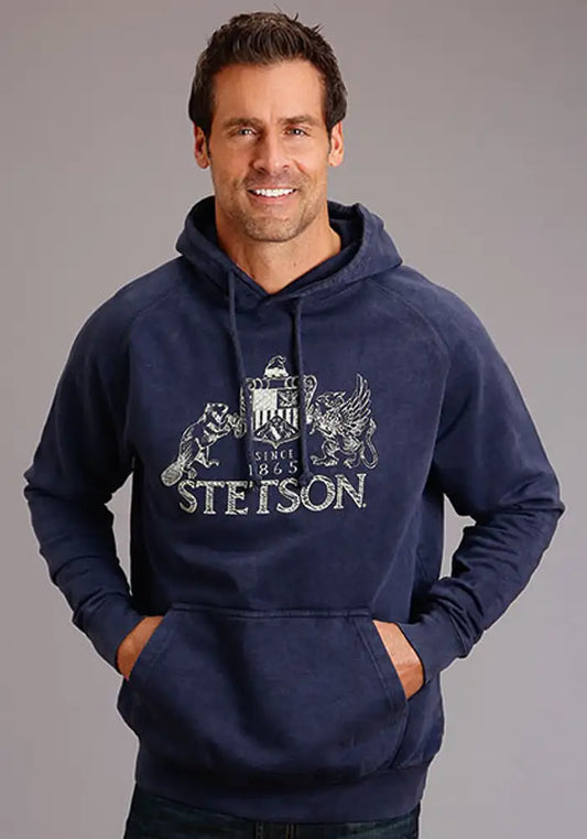 Stetson Vintage Emblem (Navy) - Men's Hoodie Sweatshirt