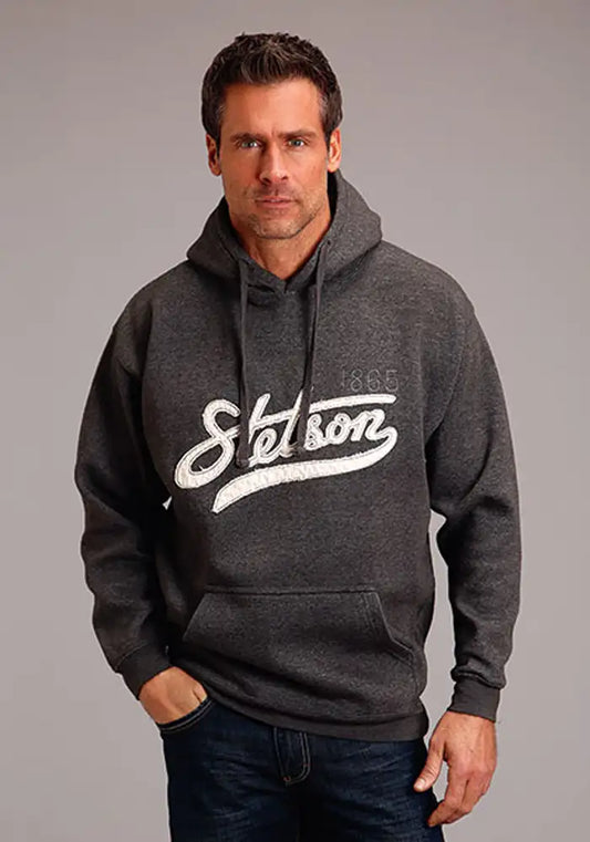 Stetson 1865 Applique Script (Grey) - Men's Hoodie Sweatshirt