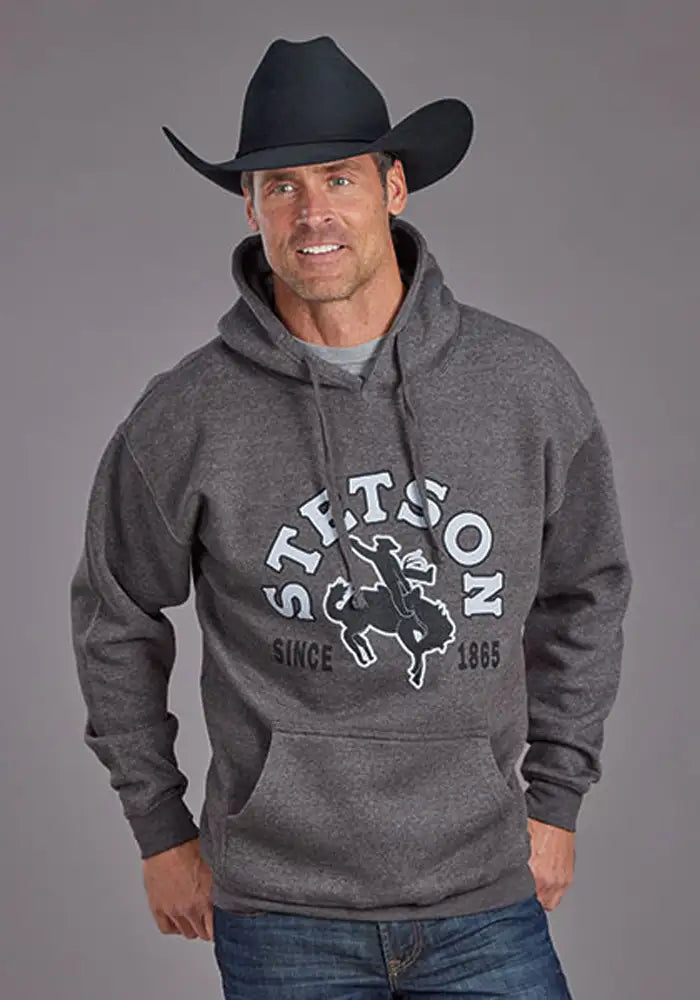 Stetson Bucking Bronc (Grey) - Men's Hoodie Sweatshirt
