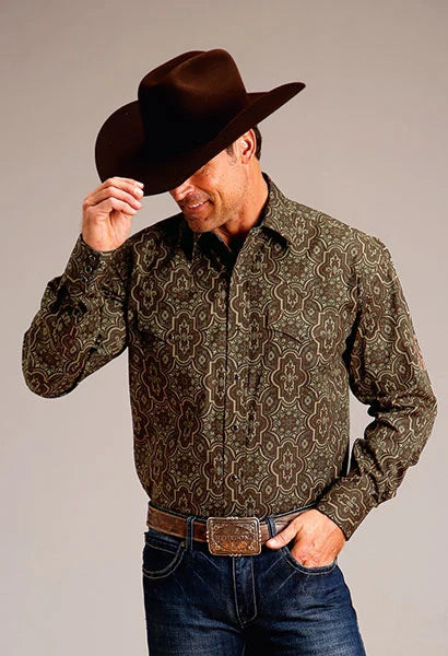 Stetson 1824 Grandiose Paisley (Brown) - Men's Western Shirt