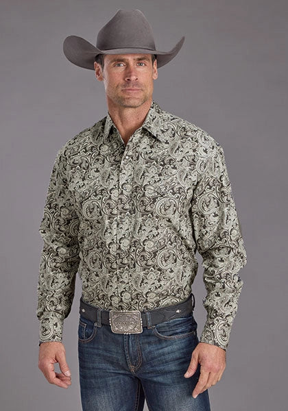 Stetson 2235 Silver Paisley (Grey) - Men's Western Shirt