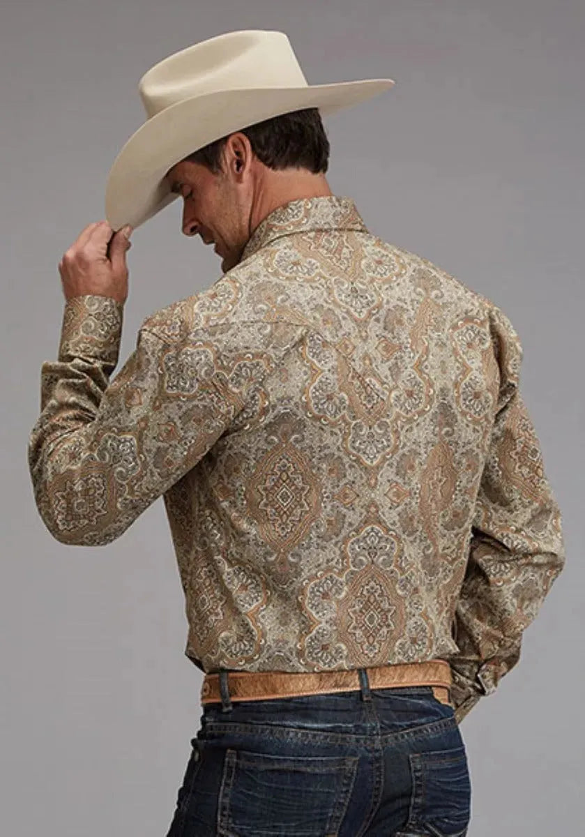 Stetson Desert Paisley (Brown) - Men's Western Shirt