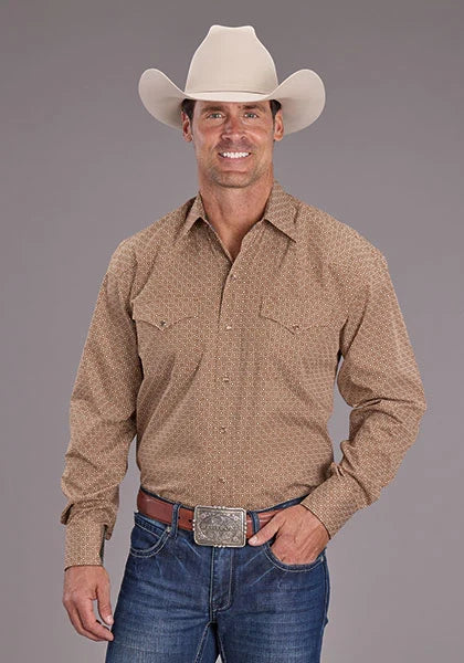 Stetson 2516 Spice Mosaic (Brown) - Men's Western Shirt