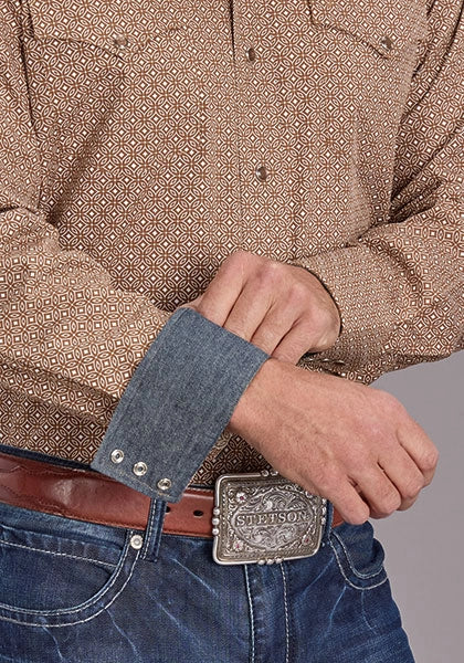 Stetson 2516 Spice Mosaic (Brown) - Men's Western Shirt