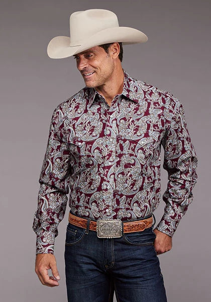 Stetson 2035 Country Paisley (Wine) - Men's Western Shirt
