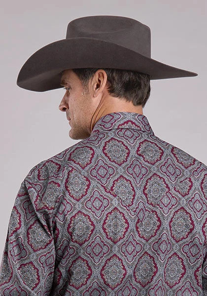 Stetson 2572 Medallion Paisley (Wine) - Men's Western Shirt