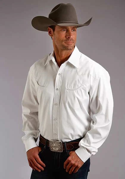 Stetson 3868 Pinpoint Oxford (White) - Men's Western Shirt