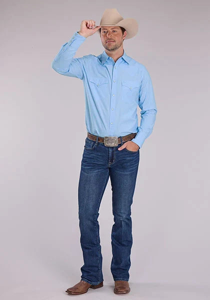 Stetson 2611 Fine Line (Blue) - Men's Western Shirt