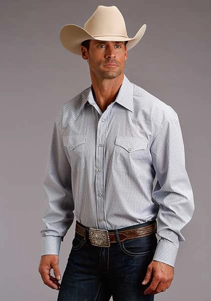 Stetson 5663 Two Stripe (Blue) - Men's Western Shirt