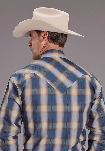 Stetson 2513 Ranch Plaid (Blue) - Men's Western Shirt