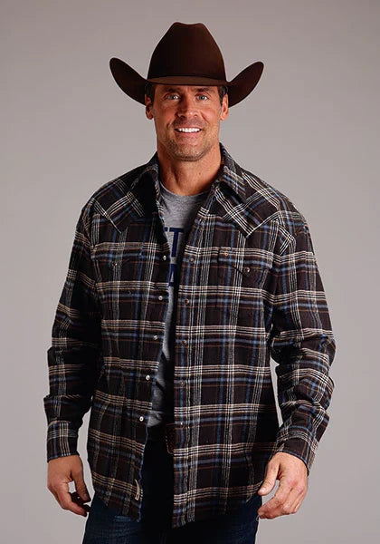Stetson 1808 Plaid Flannel (Brown) - Men's Western Shirt