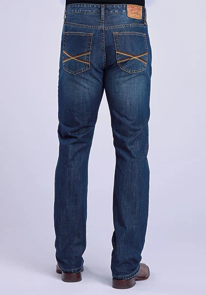 Stetson 1210 Straight Fit (Brown/Dark Wash) - Men's Jeans