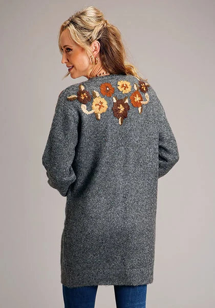 Stetson 1799 Embroidered Cardigan (Grey) - Women's Sweater
