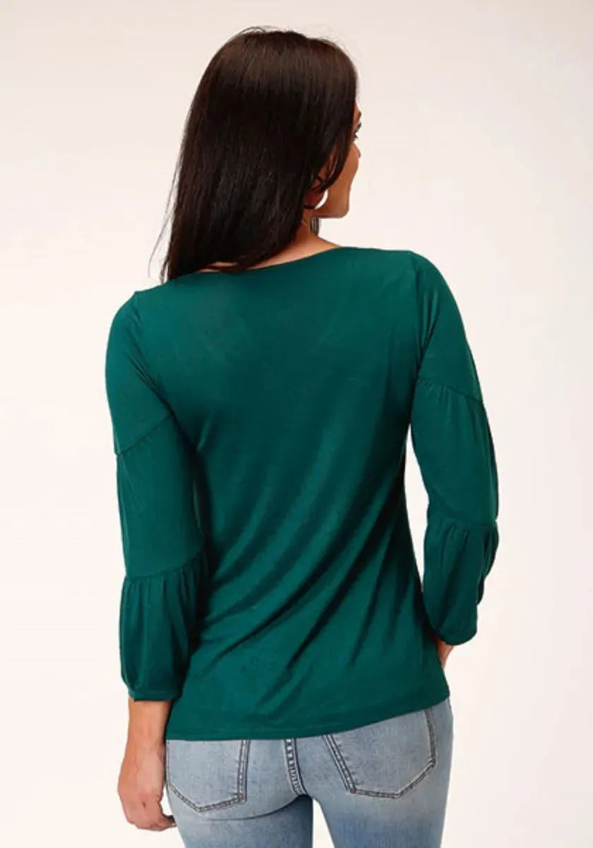 Stetson Jersey Knit Pull Over Blouse (Jade Green) - Women's Shirt