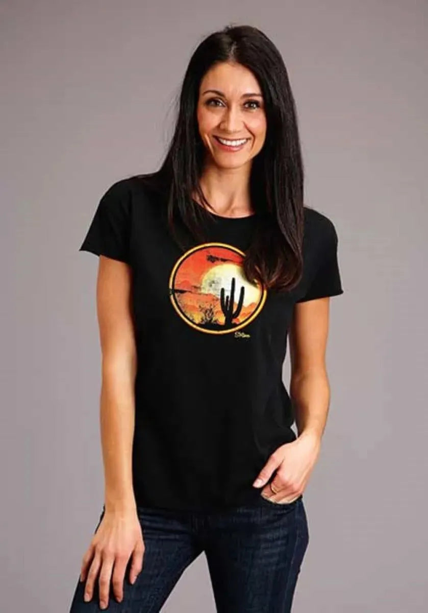 Stetson Cactus and Red Sunset (Black) - Women's Short Sleeve T-Shirt