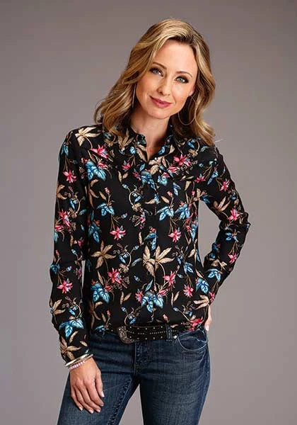 Stetson 00897 Feather Floral (Black) - Women's Blouse