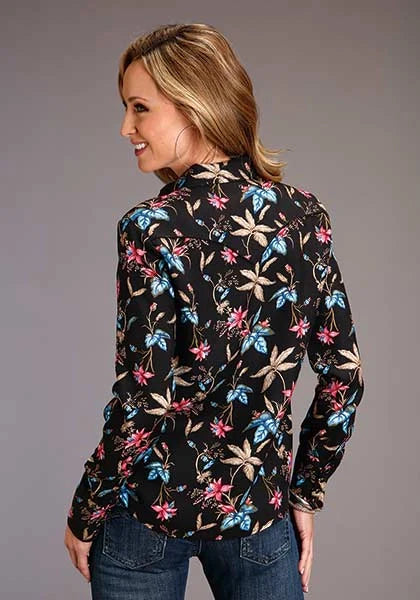 Stetson 00897 Feather Floral (Black) - Women's Blouse