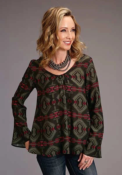 Stetson 00873 Blanket Print Peasant (Brown) - Women's Blouse