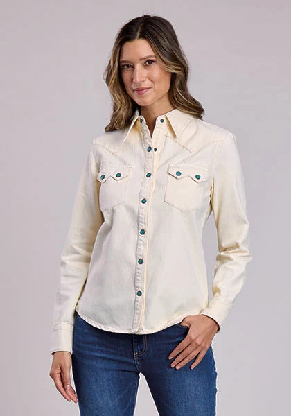 Stetson 2558 Turquoise Snaps (Cream) - Women's Denim Blouse