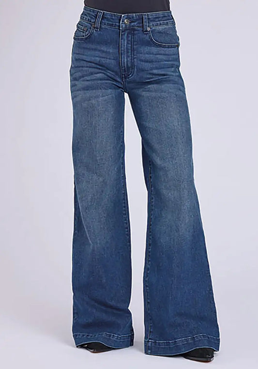 Stetson 751 Wide Leg Welted Back Packets ( Denim Medium Wash) - Women's Jeans