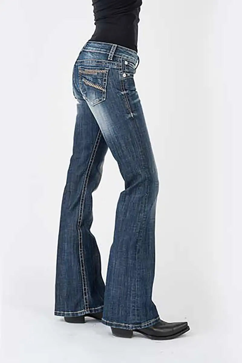 Stetson 816 Classic Boot Cut Blasted (Denim Dark Wash) - Women's Jeans