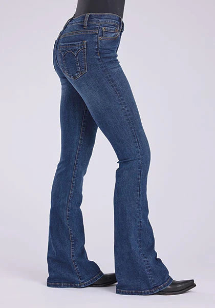 Stetson 921 High Waist Flare Fit Pieced Pocket (Dark Wash) - Women's Jeans