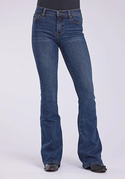 Stetson 921 High Waist Flare Fit Pieced Pocket (Dark Wash) - Women's Jeans