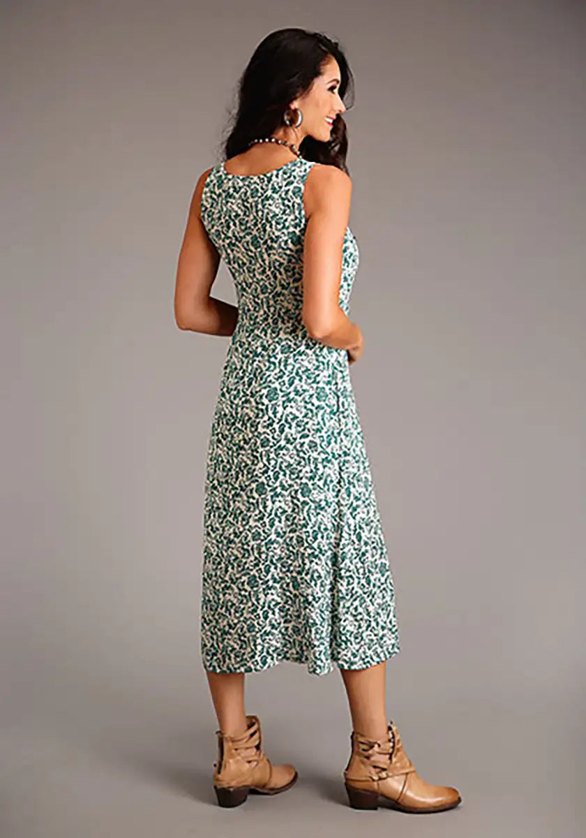 Stetson Floral Sleeveless Dress (Jade) - Women's Long Dress