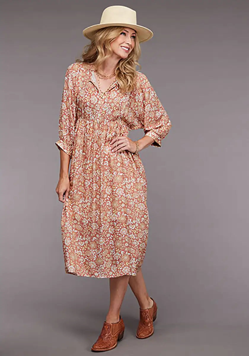 Stetson Sunset Floral Dress (Pink) - Women's Long Dress