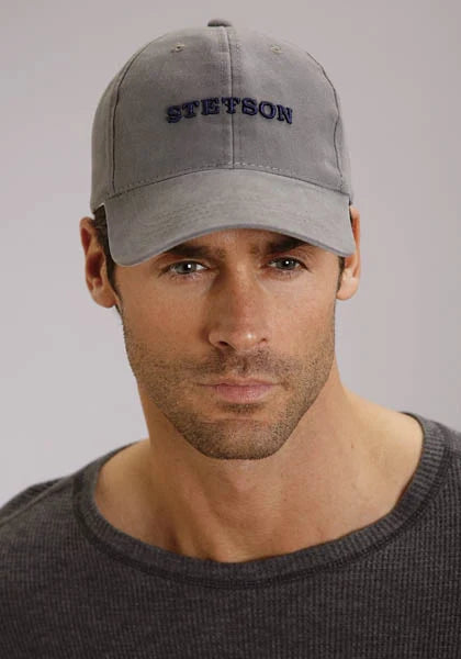Stetson Embroidered Logo (Grey) - Canvas Ball Cap