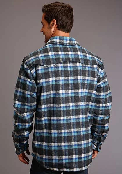 Stetson Plaid Flannel (Blue) - Men's Wool Shirt Jacket