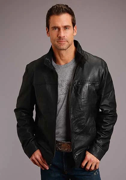 Stetson Novelty Solid Smooth Leather (Black) - Men's Leather Jacket