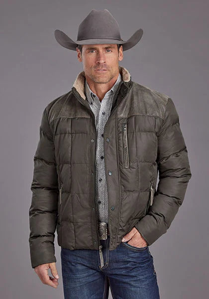 Stetson Novelty Solid Quilted (Grey) - Men's Nylon Jacket
