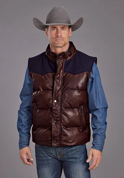 Stetson Smoothed Brunish Quilted (Brown) - Men's Leather Vest