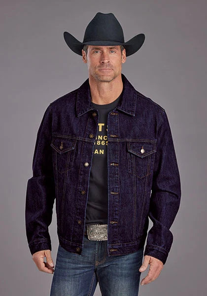 Stetson Raw with Gold Top Stitch (Blue) - Men's Denim Jacket